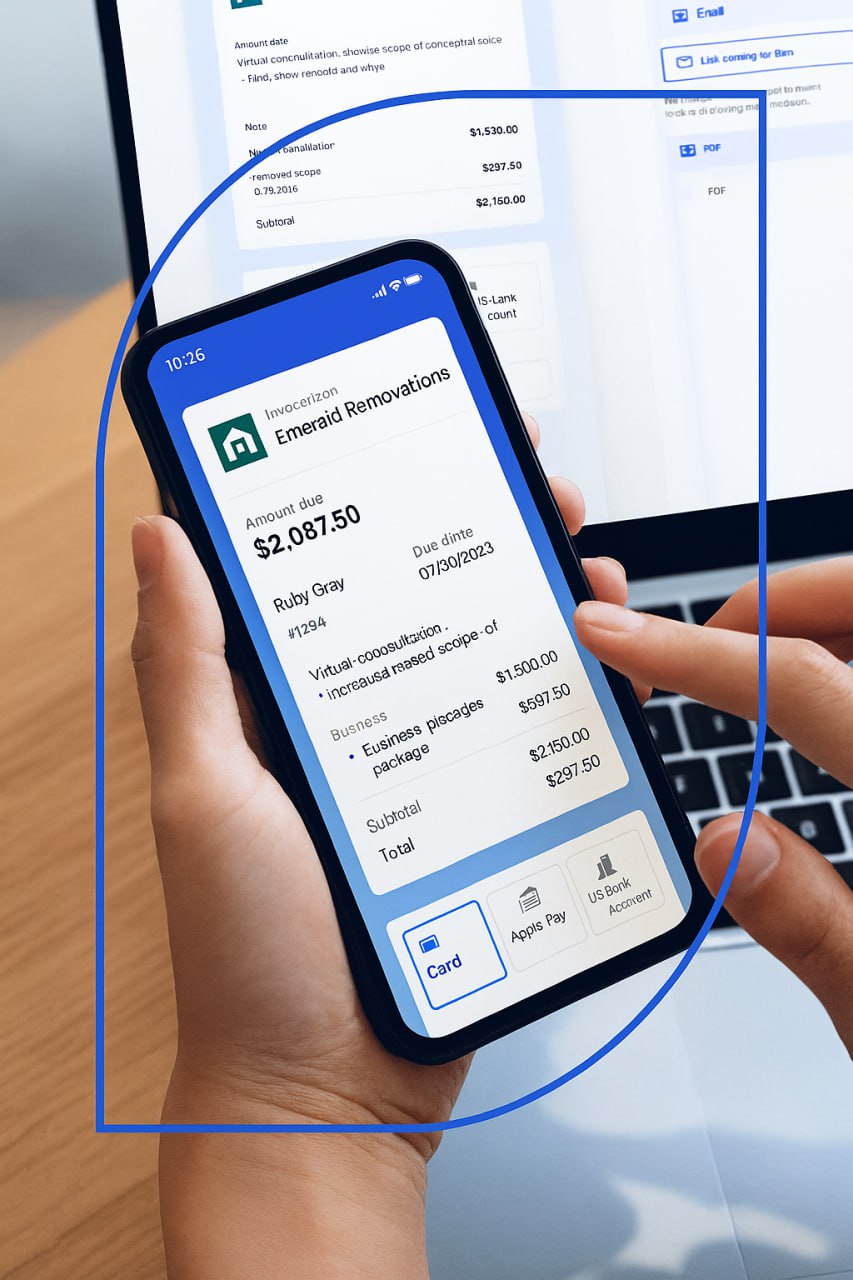 Phone screen showing payment links